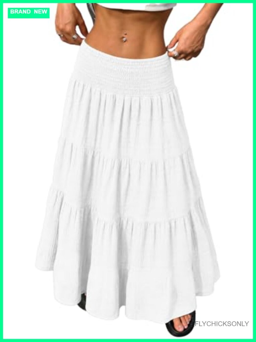Boho Tiered Maxi Skirt Elastic Waist Flowy A-Line Summer Vacation